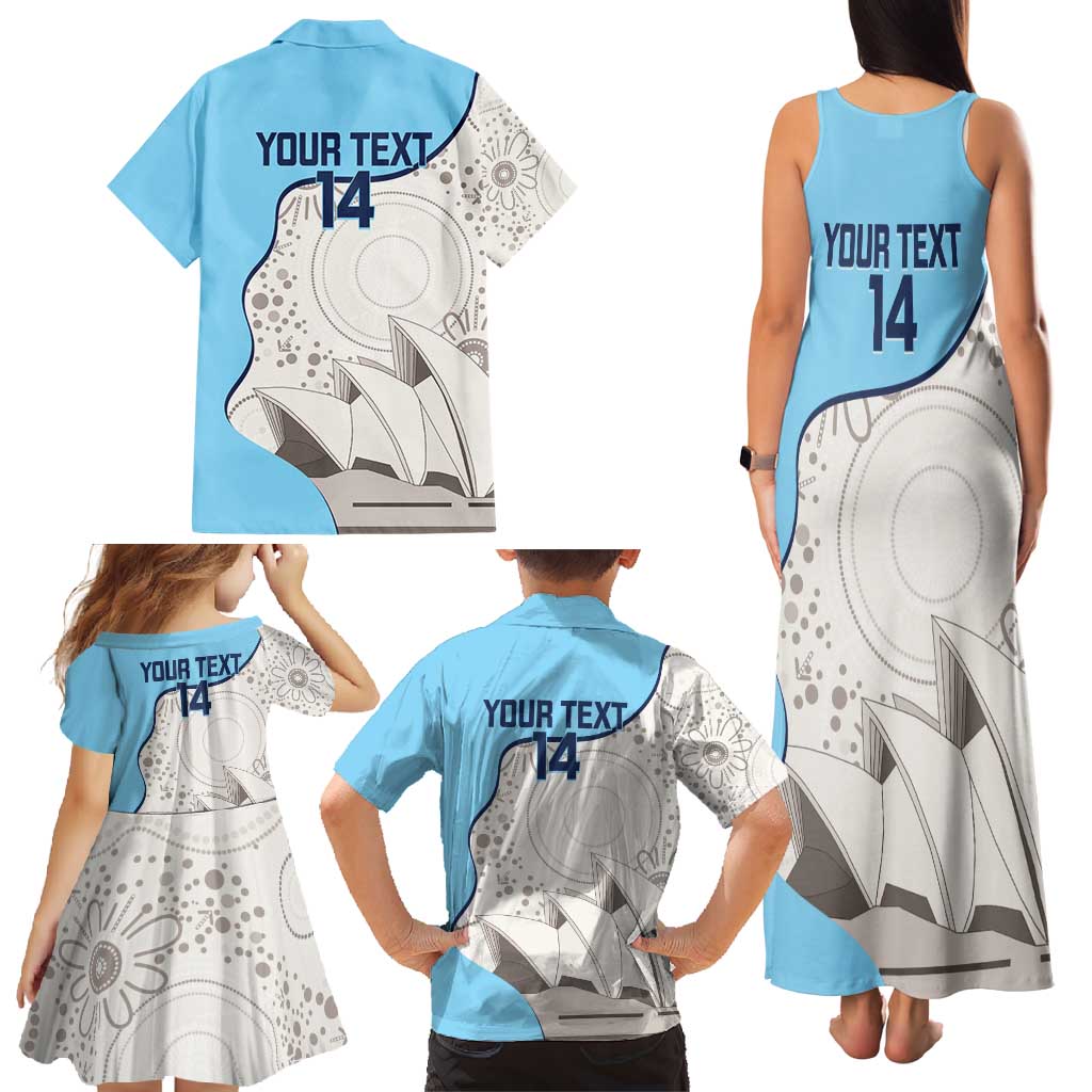 Custom New South Wales Cricket Family Matching Tank Maxi Dress and Hawaiian Shirt Go NSW - Aboriginal Art