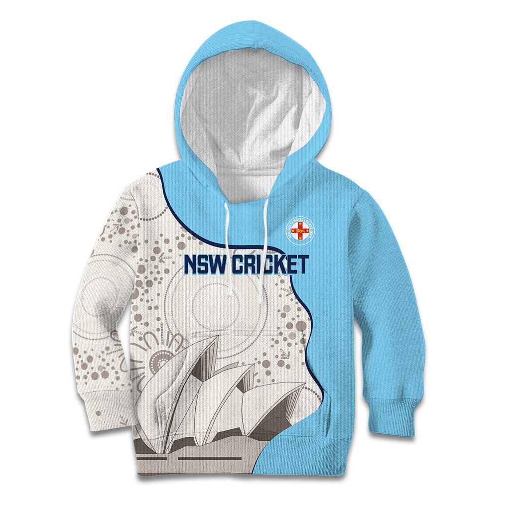 Custom New South Wales Cricket Kid Hoodie Go NSW - Aboriginal Art - Vibe Hoodie Shop