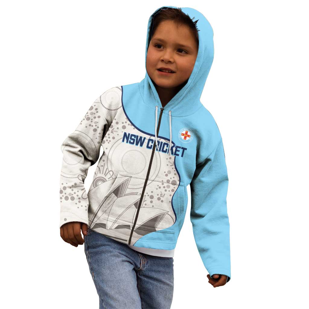 Custom New South Wales Cricket Kid Hoodie Go NSW - Aboriginal Art - Vibe Hoodie Shop