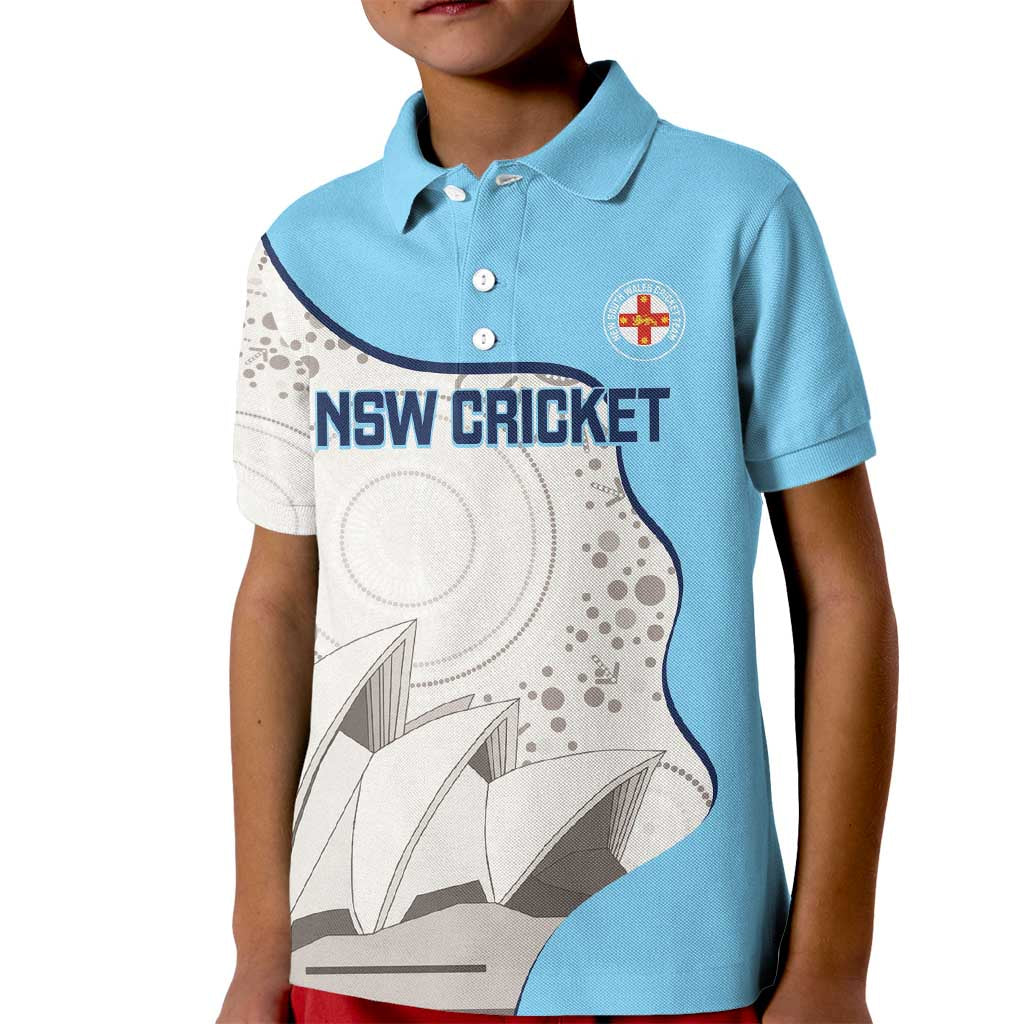 Custom New South Wales Cricket Kid Polo Shirt Go NSW - Aboriginal Art - Vibe Hoodie Shop