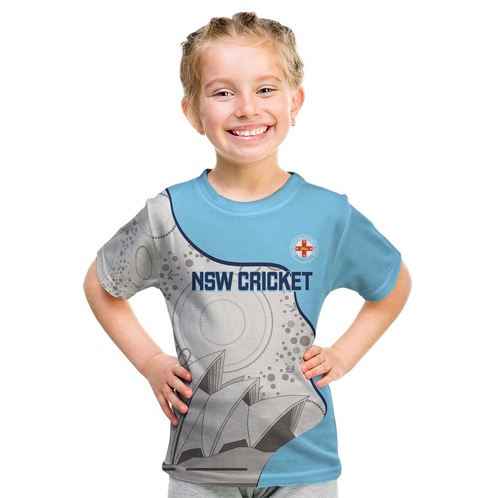 Custom New South Wales Cricket Kid T Shirt Go NSW - Aboriginal Art - Vibe Hoodie Shop