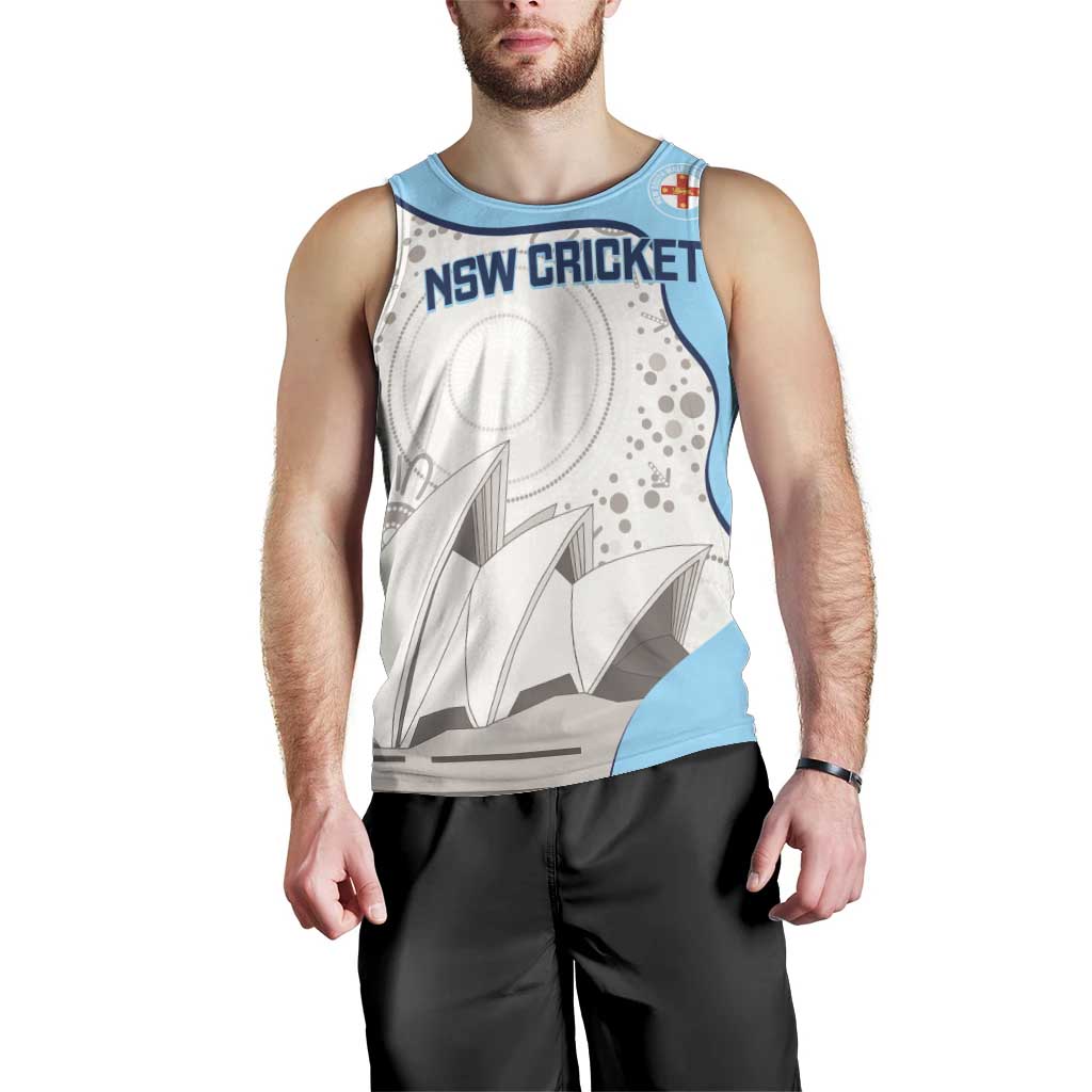 Custom New South Wales Cricket Men Tank Top Go NSW - Aboriginal Art - Vibe Hoodie Shop