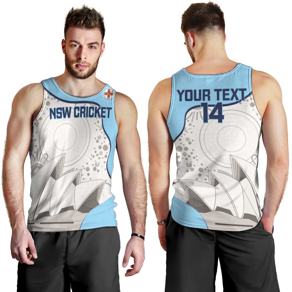 Custom New South Wales Cricket Men Tank Top Go NSW - Aboriginal Art - Vibe Hoodie Shop