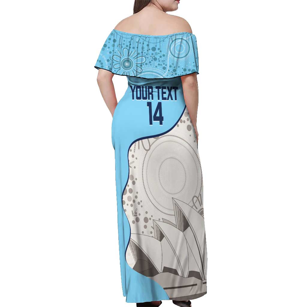 Custom New South Wales Cricket Off Shoulder Maxi Dress Go NSW - Aboriginal Art