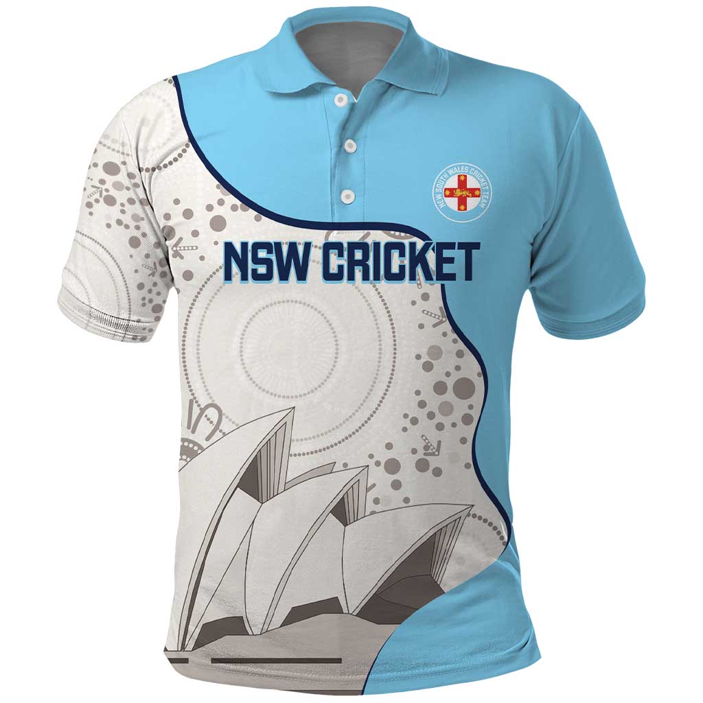 Custom New South Wales Cricket Polo Shirt Go NSW - Aboriginal Art - Vibe Hoodie Shop