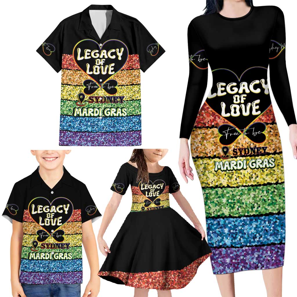 Free To Be Sydney Mardi Gras Family Matching Long Sleeve Bodycon Dress and Hawaiian Shirt Legacy Of Love