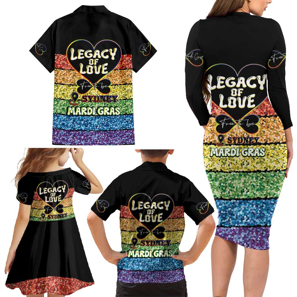 Free To Be Sydney Mardi Gras Family Matching Long Sleeve Bodycon Dress and Hawaiian Shirt Legacy Of Love