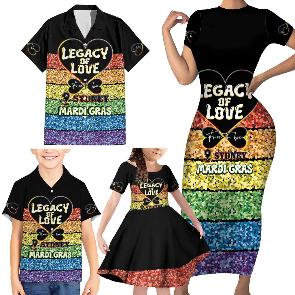 Free To Be Sydney Mardi Gras Family Matching Short Sleeve Bodycon Dress and Hawaiian Shirt Legacy Of Love