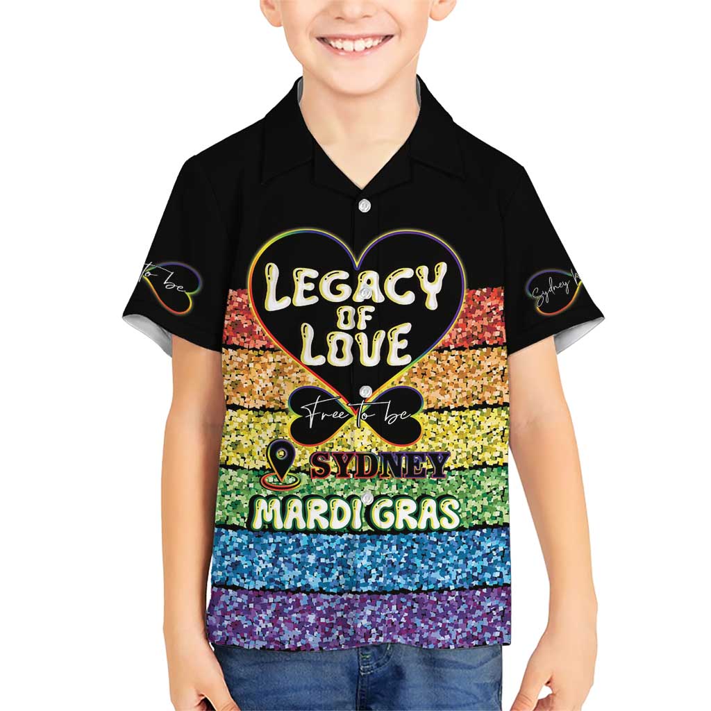 Free To Be Sydney Mardi Gras Family Matching Short Sleeve Bodycon Dress and Hawaiian Shirt Legacy Of Love