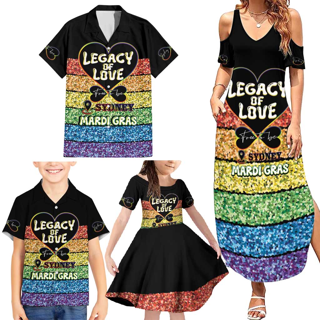 Free To Be Sydney Mardi Gras Family Matching Summer Maxi Dress and Hawaiian Shirt Legacy Of Love