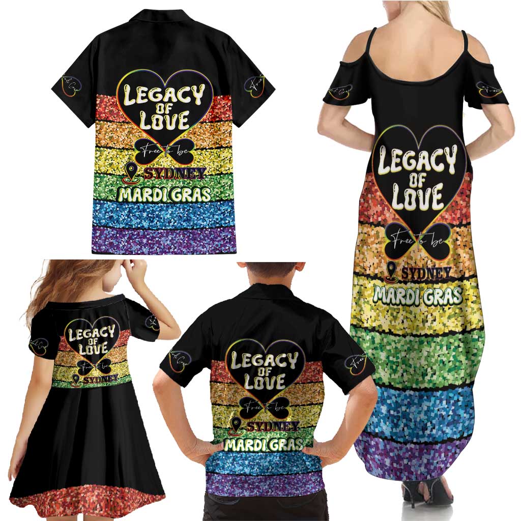 Free To Be Sydney Mardi Gras Family Matching Summer Maxi Dress and Hawaiian Shirt Legacy Of Love