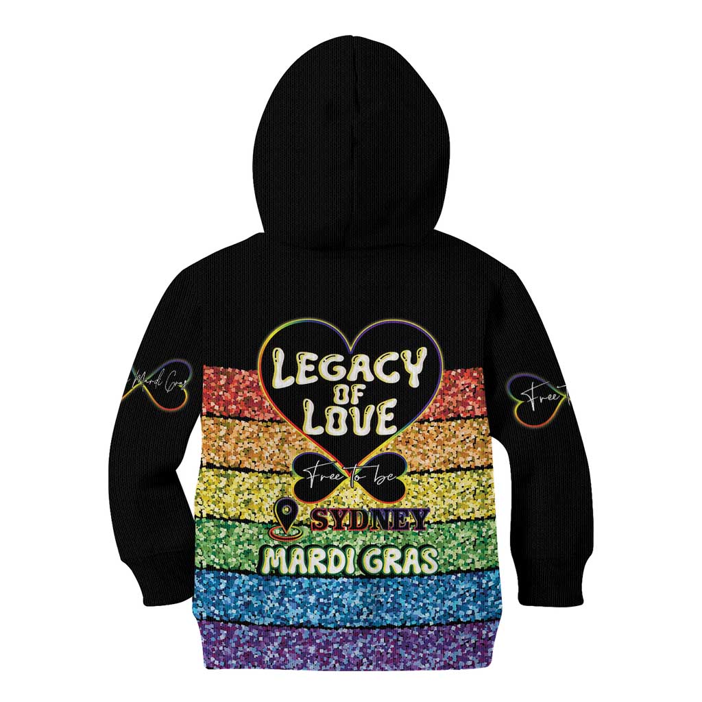 Free To Be Sydney Mardi Gras Kid Hoodie Legacy Of Love - Vibe Hoodie Shop