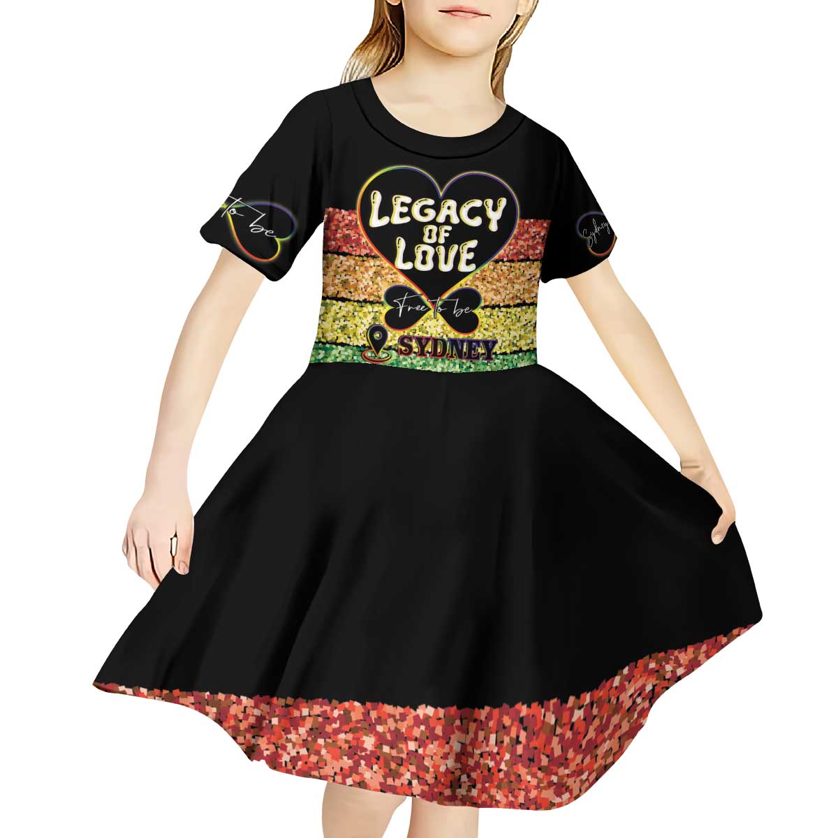 Free To Be Sydney Mardi Gras Kid Short Sleeve Dress Legacy Of Love - Vibe Hoodie Shop