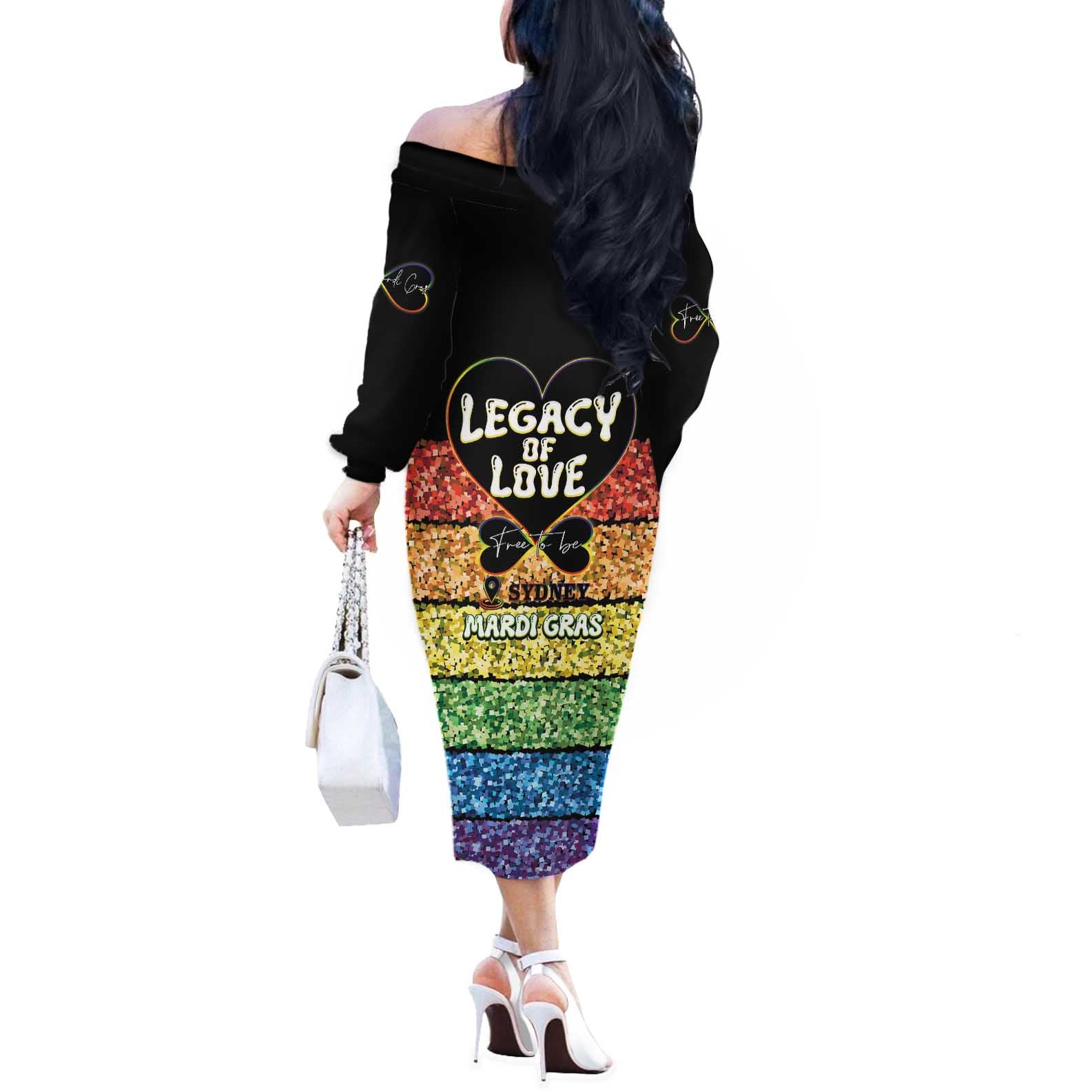 Free To Be Sydney Mardi Gras Off The Shoulder Long Sleeve Dress Legacy Of Love