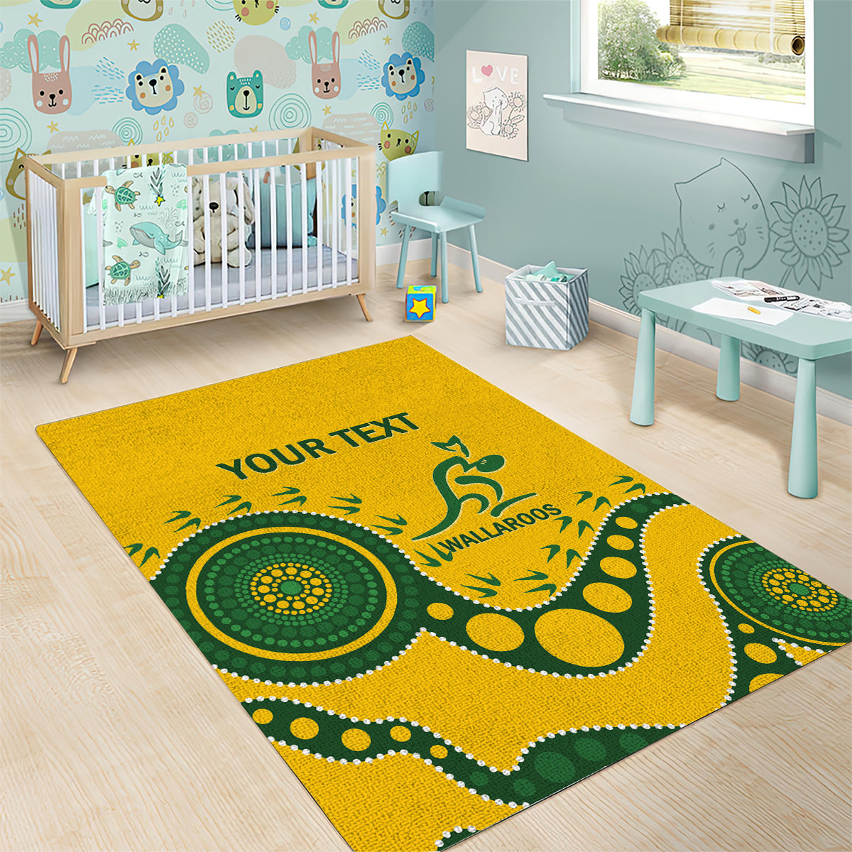 Custom Australia Rugby Area Rug Go Wallaroos 2024 Pacific Aboriginal Art - Vibe Hoodie Shop