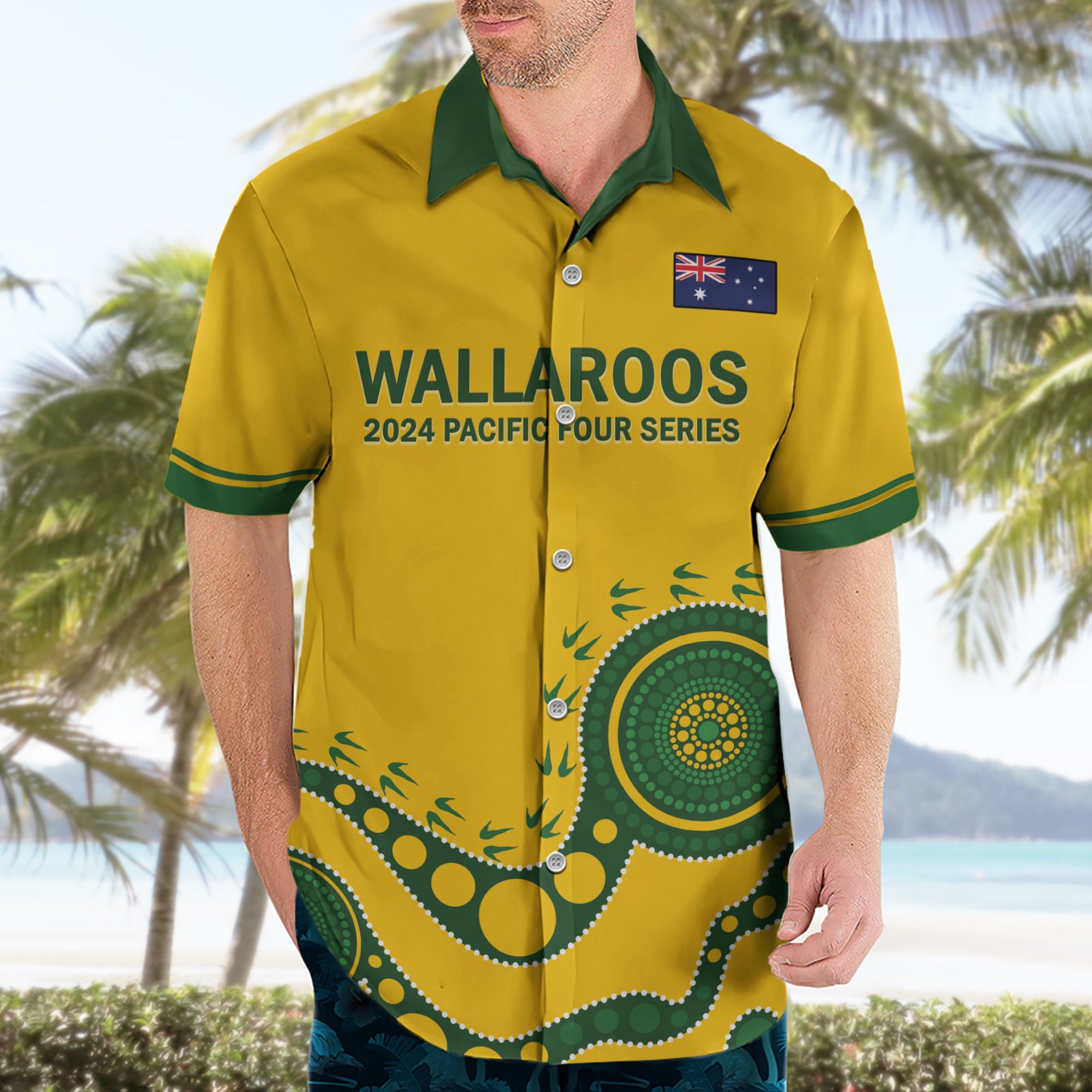 Custom Australia Rugby Hawaiian Shirt Go Wallaroos 2024 Pacific Aboriginal Art - Vibe Hoodie Shop