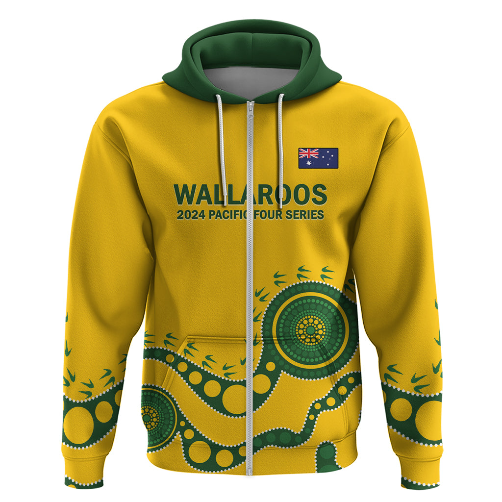 Custom Australia Rugby Hoodie Go Wallaroos 2024 Pacific Aboriginal Art - Vibe Hoodie Shop