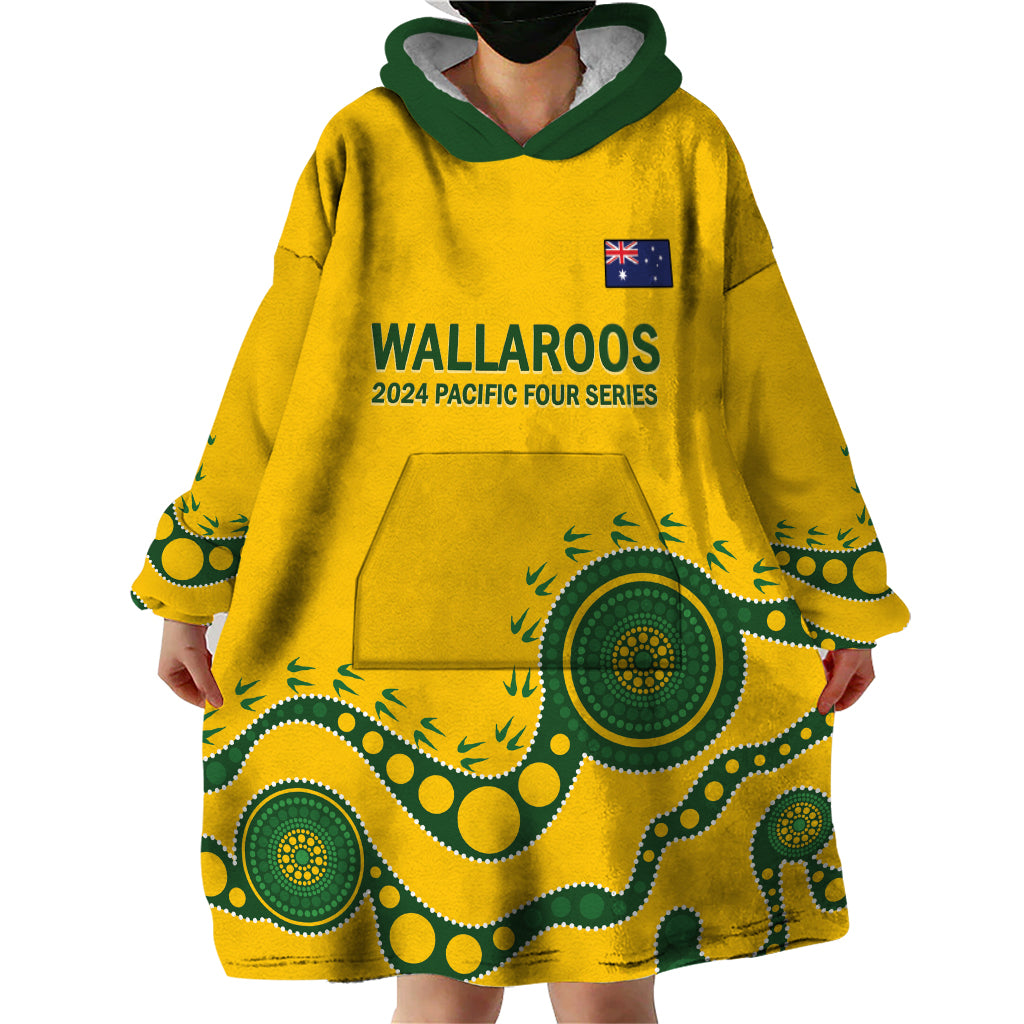 Custom Australia Rugby Wearable Blanket Hoodie Go Wallaroos 2024 Pacific Aboriginal Art - Vibe Hoodie Shop