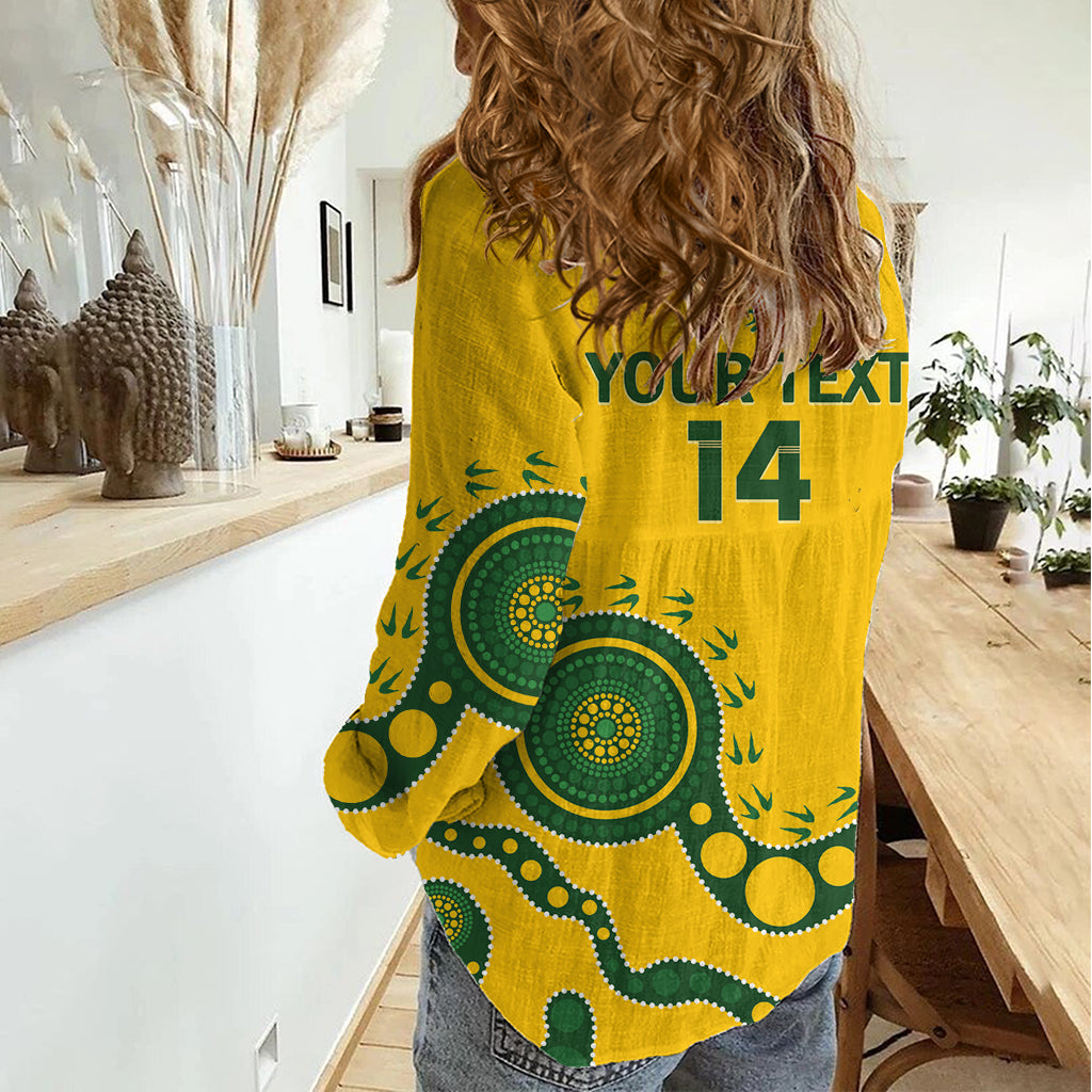 Custom Australia Rugby Women Casual Shirt Go Wallaroos 2024 Pacific Aboriginal Art - Vibe Hoodie Shop