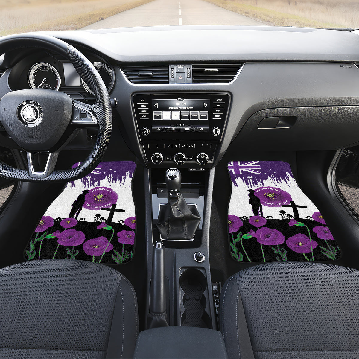 Australia Animal Heroes ANZAC Car Mats Purple Poppy We Will Remember Them