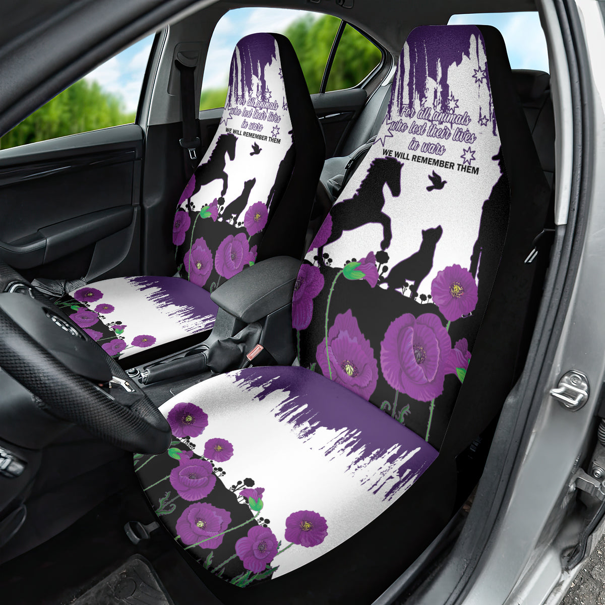 Australia Animal Heroes ANZAC Car Seat Cover Purple Poppy We Will Remember Them - Vibe Hoodie Shop