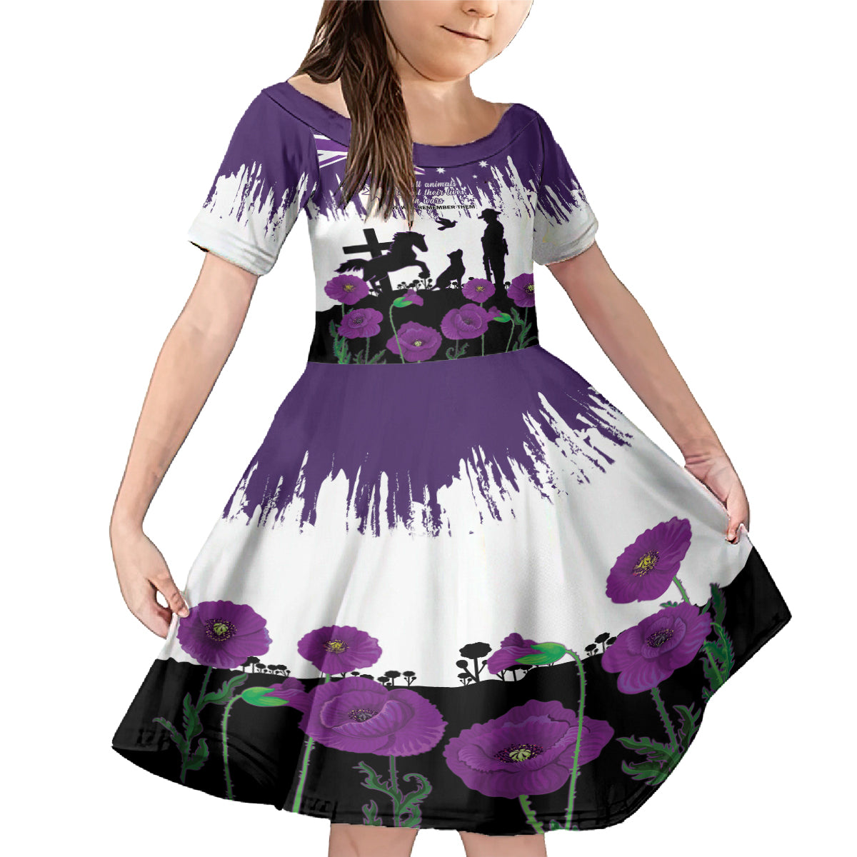 Australia Animal Heroes ANZAC Family Matching Mermaid Dress and Hawaiian Shirt Purple Poppy We Will Remember Them
