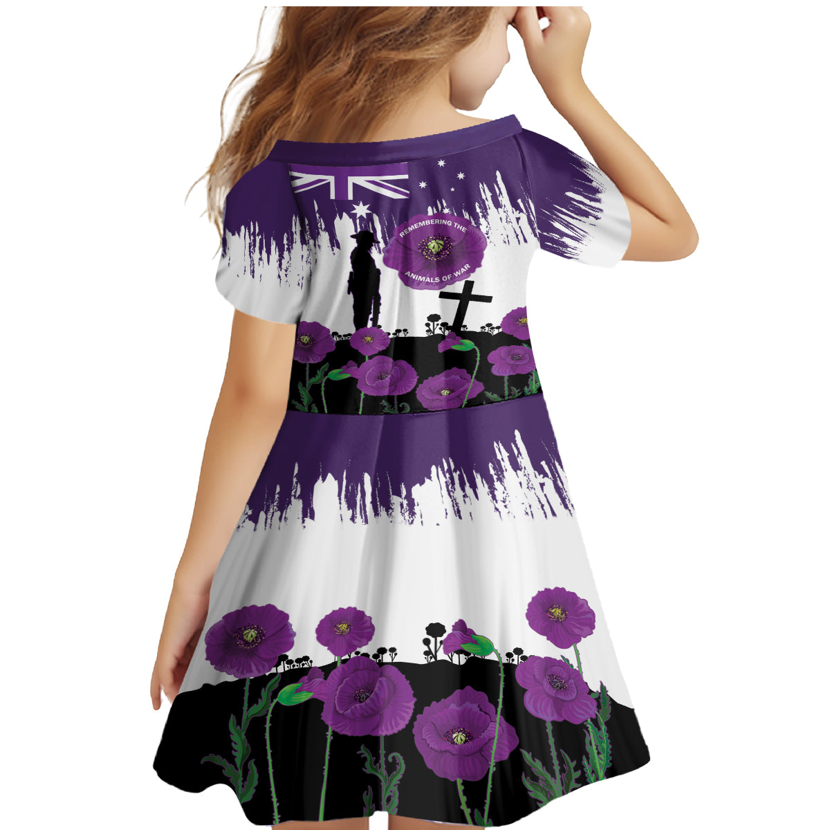 Australia Animal Heroes ANZAC Family Matching Mermaid Dress and Hawaiian Shirt Purple Poppy We Will Remember Them