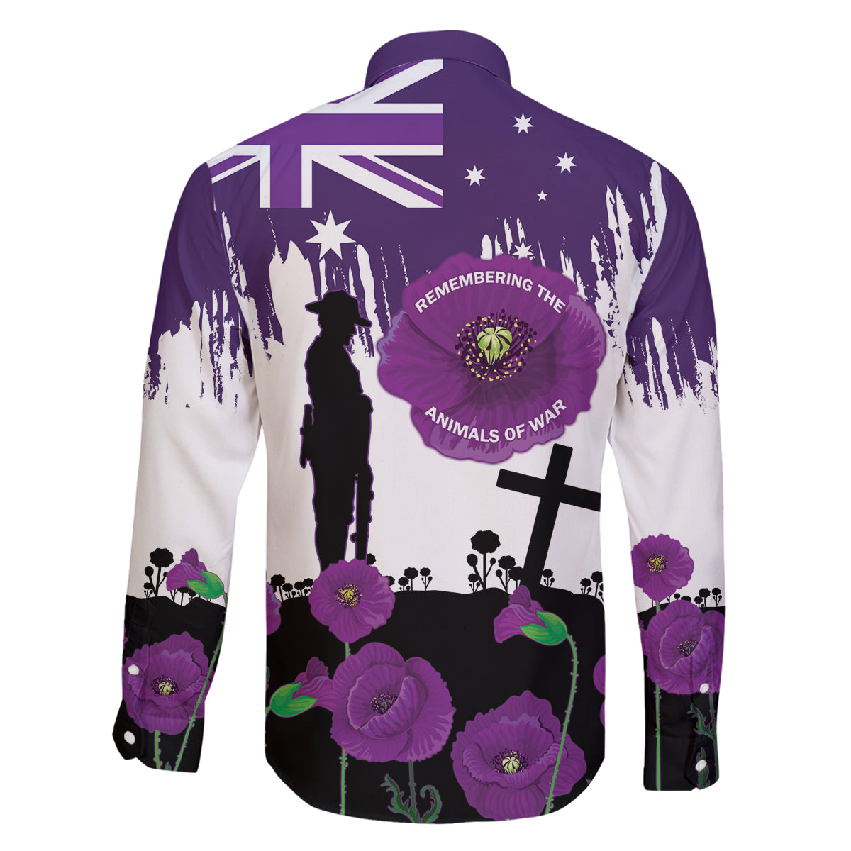 Australia Animal Heroes ANZAC Family Matching Puletasi and Hawaiian Shirt Purple Poppy We Will Remember Them