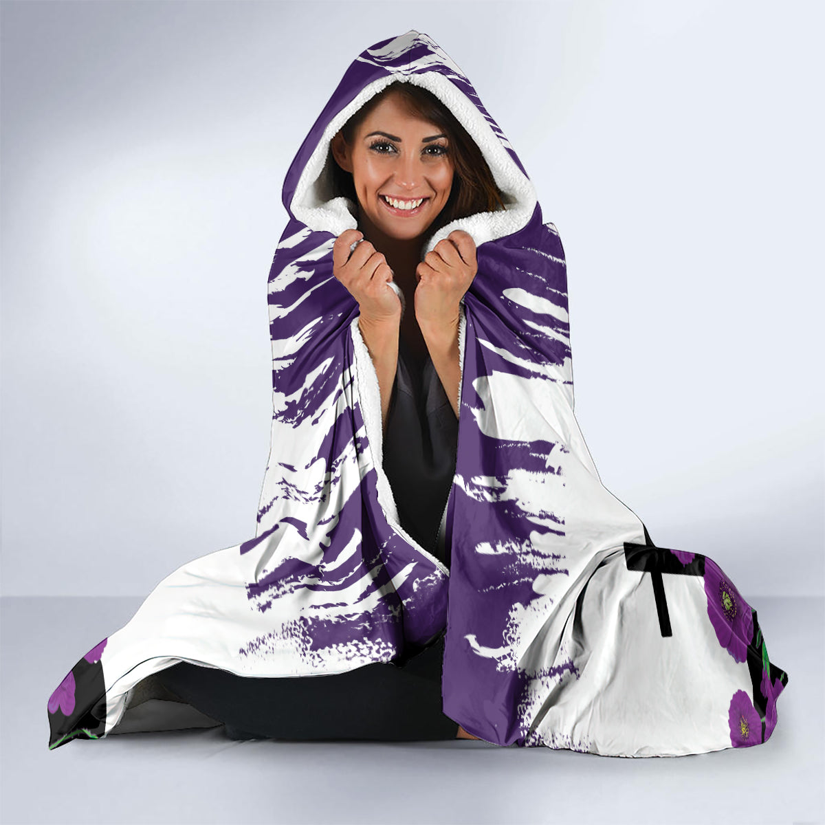 Australia Animal Heroes ANZAC Hooded Blanket Purple Poppy We Will Remember Them