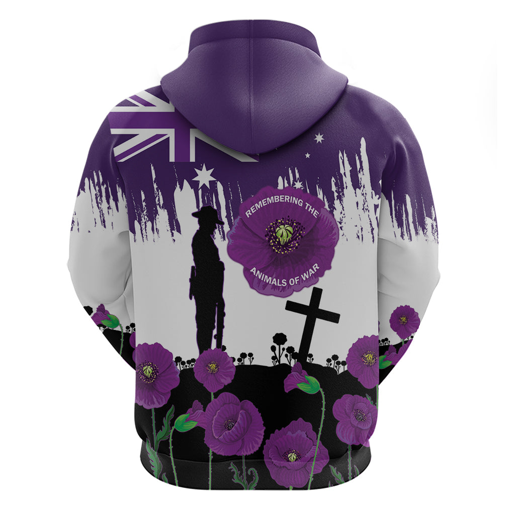 Australia Animal Heroes ANZAC Hoodie Purple Poppy We Will Remember Them - Vibe Hoodie Shop