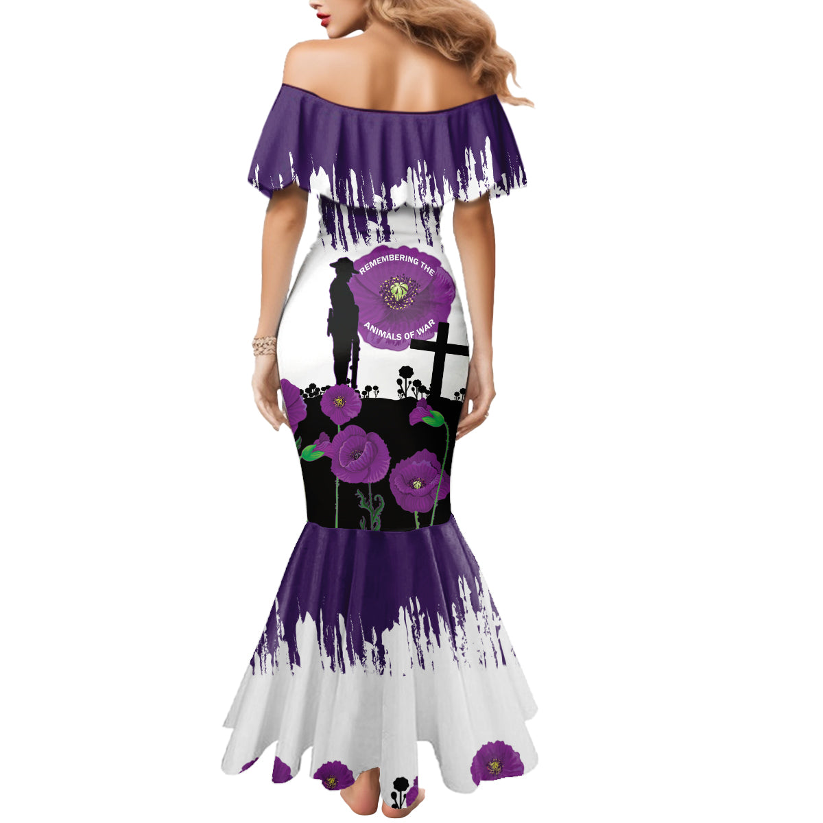 Australia Animal Heroes ANZAC Mermaid Dress Purple Poppy We Will Remember Them