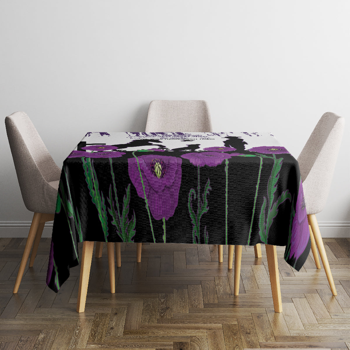 Australia Animal Heroes ANZAC Tablecloth Purple Poppy We Will Remember Them