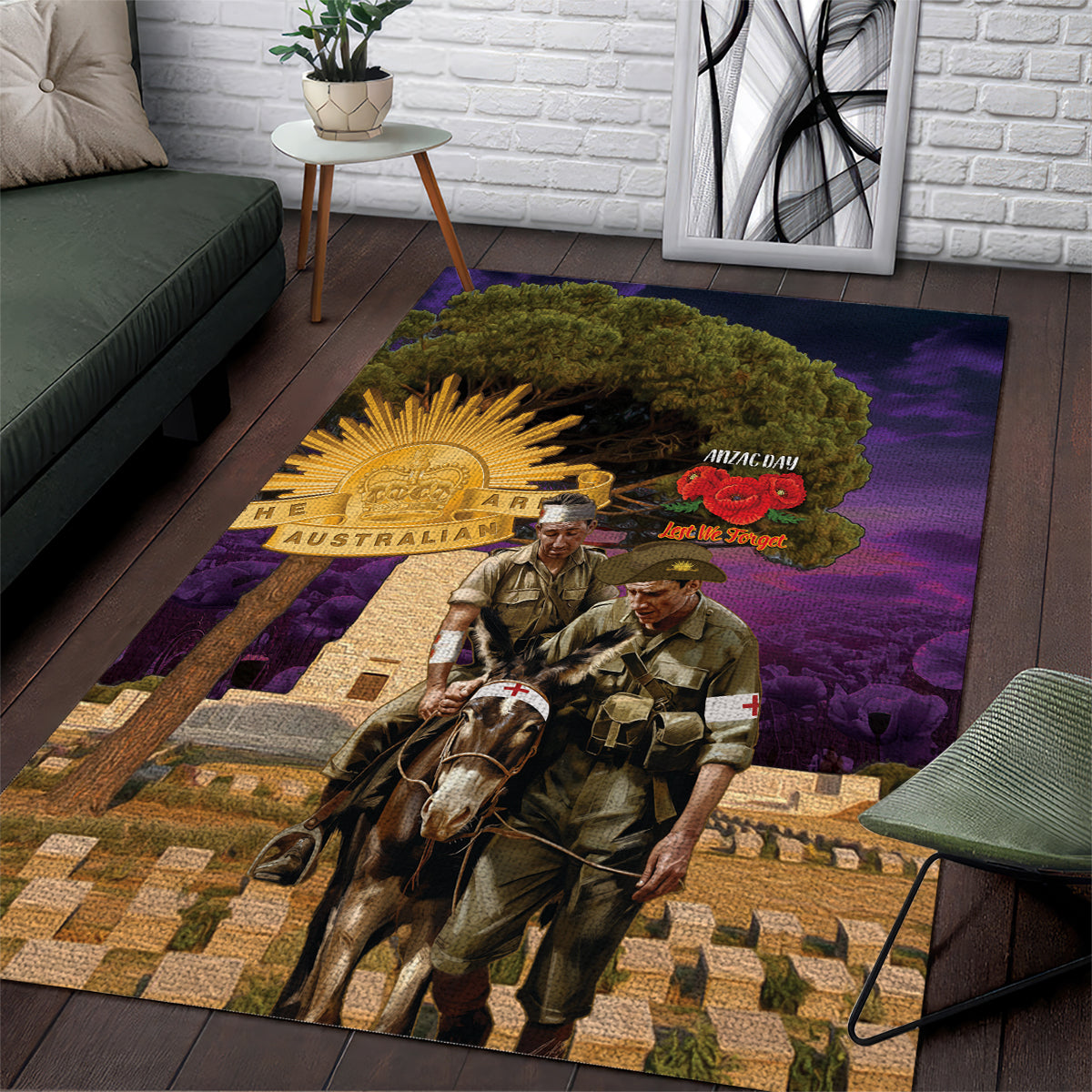 Australia ANZAC Day Area Rug Lonesome Pine Australian Army With Donkey - Vibe Hoodie Shop