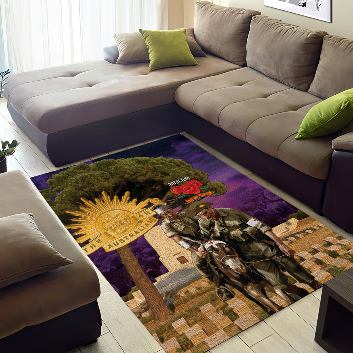 Australia ANZAC Day Area Rug Lonesome Pine Australian Army With Donkey - Vibe Hoodie Shop