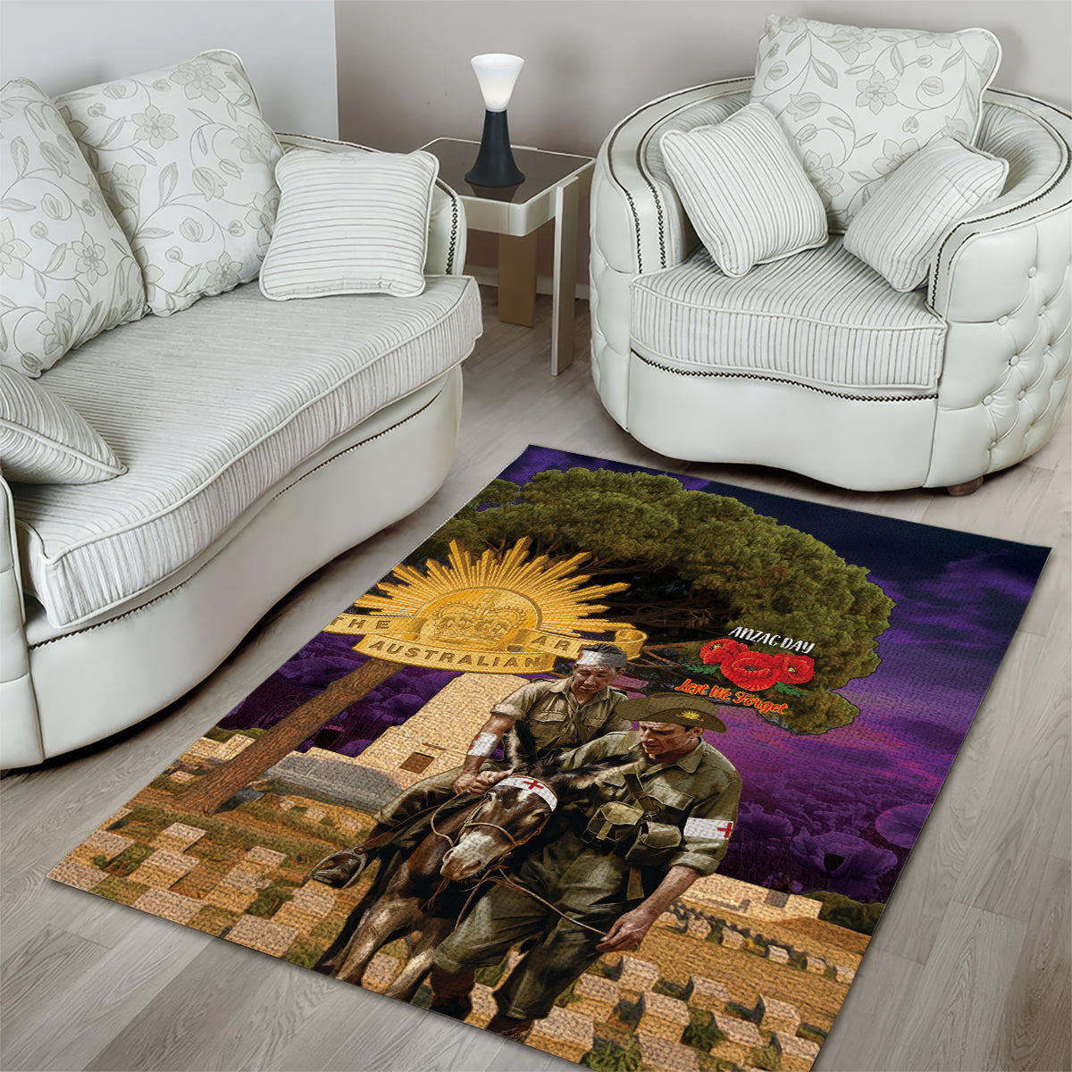 Australia ANZAC Day Area Rug Lonesome Pine Australian Army With Donkey - Vibe Hoodie Shop