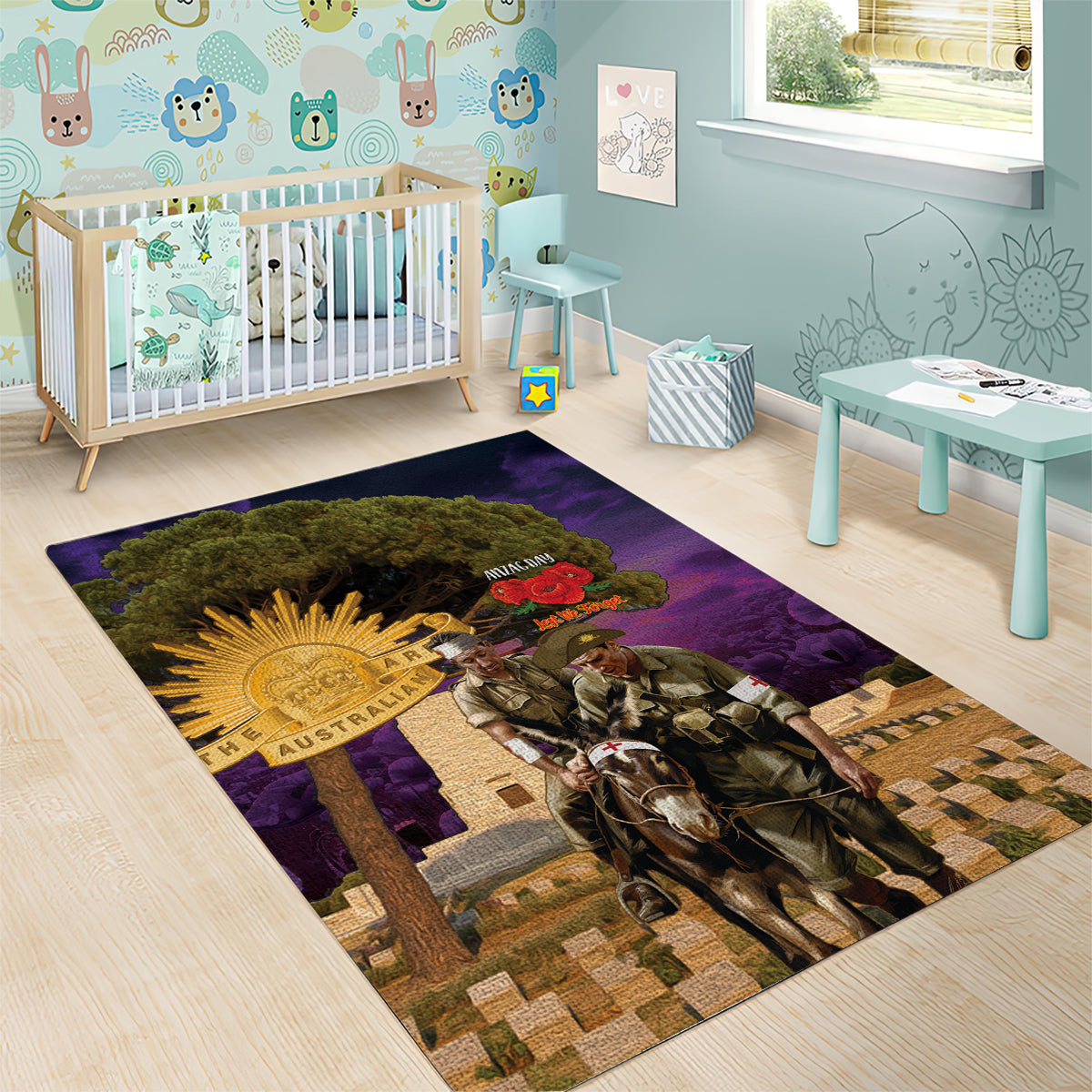 Australia ANZAC Day Area Rug Lonesome Pine Australian Army With Donkey - Vibe Hoodie Shop