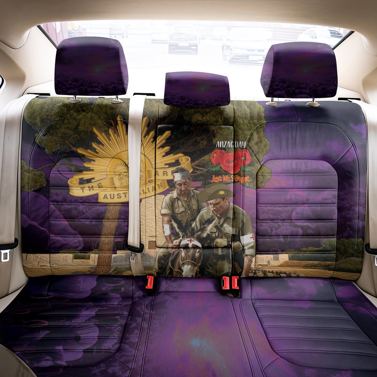 Australia ANZAC Day Back Car Seat Cover Lonesome Pine Australian Army With Donkey LT14
