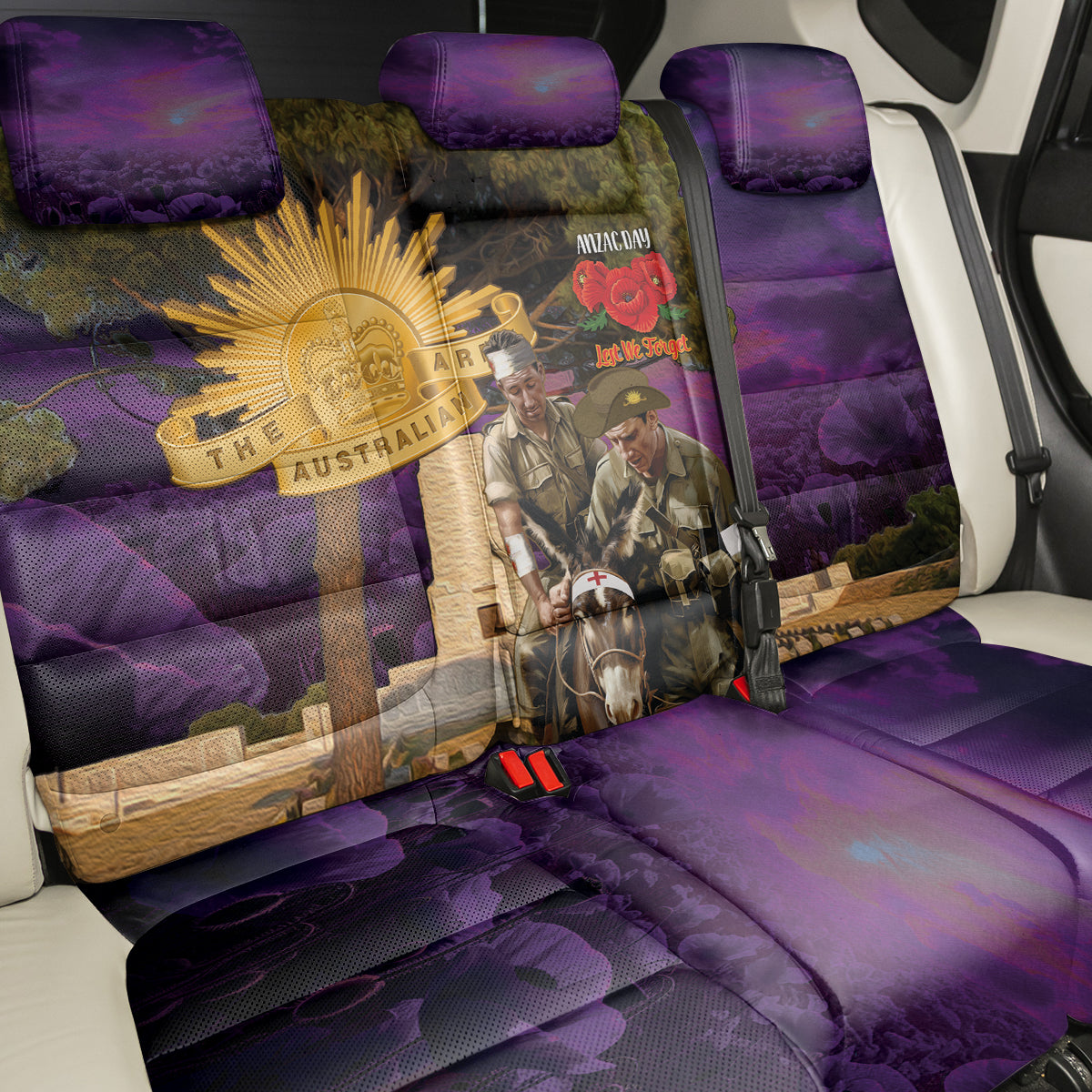 Australia ANZAC Day Back Car Seat Cover Lonesome Pine Australian Army With Donkey LT14
