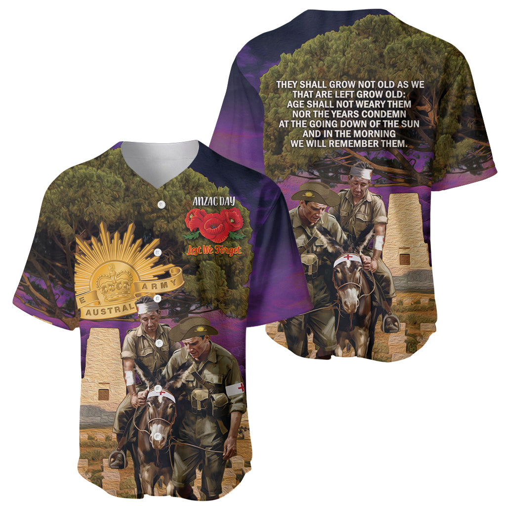 Australia ANZAC Day Baseball Jersey Lonesome Pine Australian Army With Donkey - Vibe Hoodie Shop