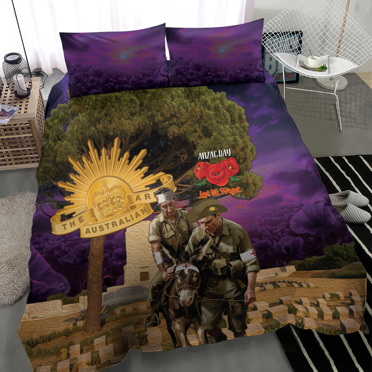 Australia ANZAC Day Bedding Set Lonesome Pine Australian Army With Donkey - Vibe Hoodie Shop