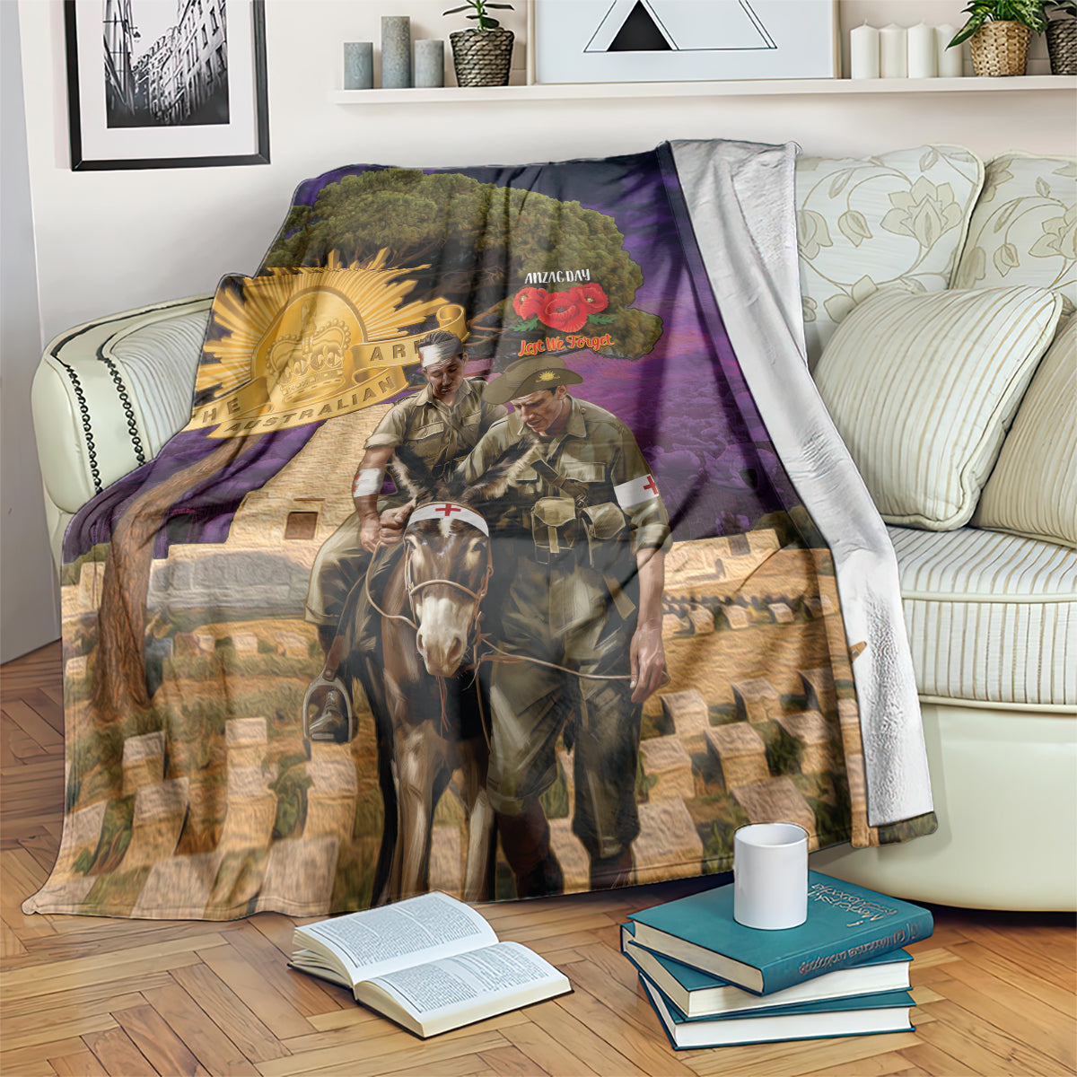 Australia ANZAC Day Blanket Lonesome Pine Australian Army With Donkey - Vibe Hoodie Shop