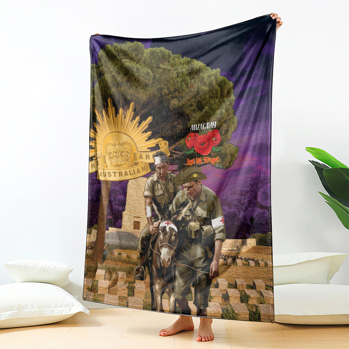 Australia ANZAC Day Blanket Lonesome Pine Australian Army With Donkey - Vibe Hoodie Shop