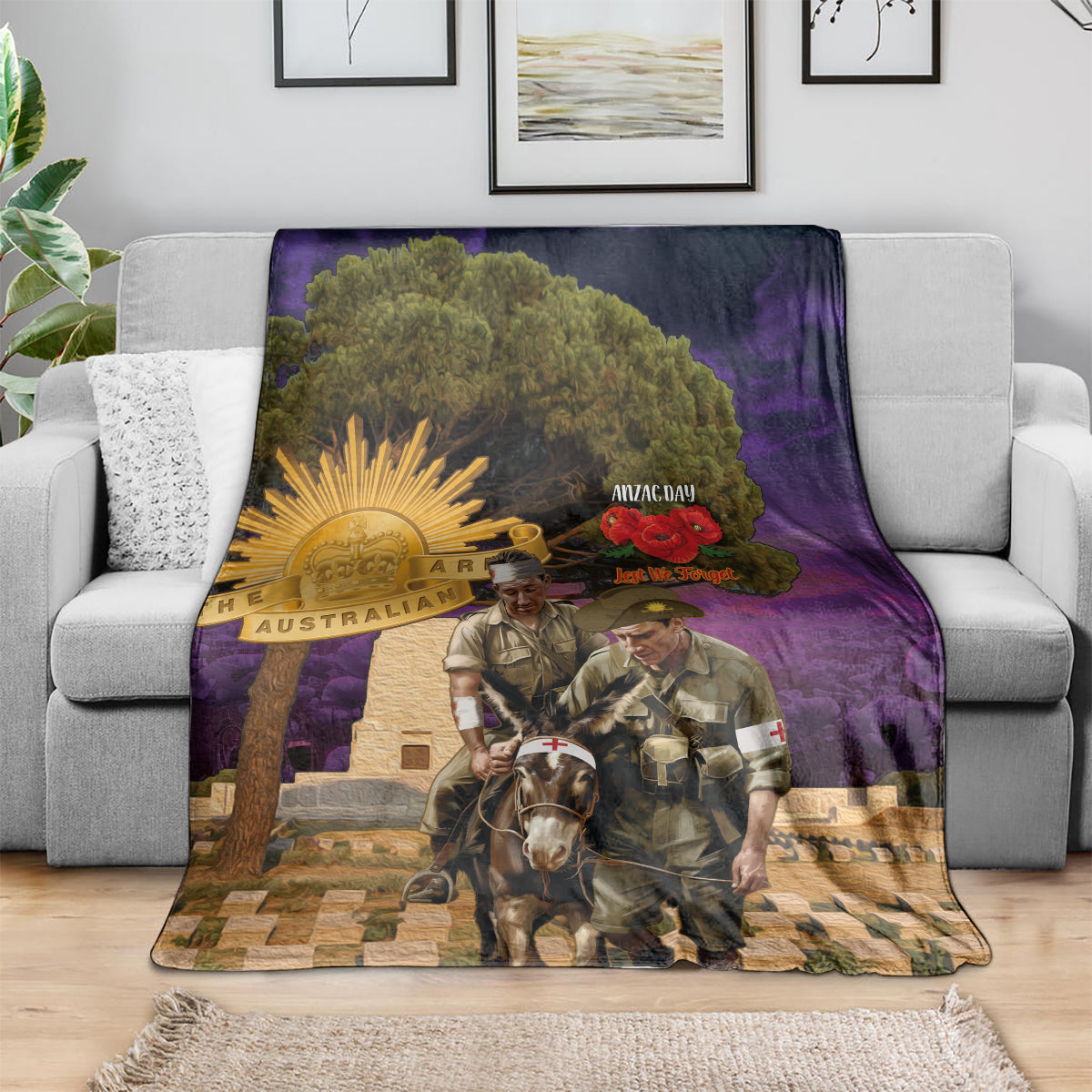 Australia ANZAC Day Blanket Lonesome Pine Australian Army With Donkey - Vibe Hoodie Shop