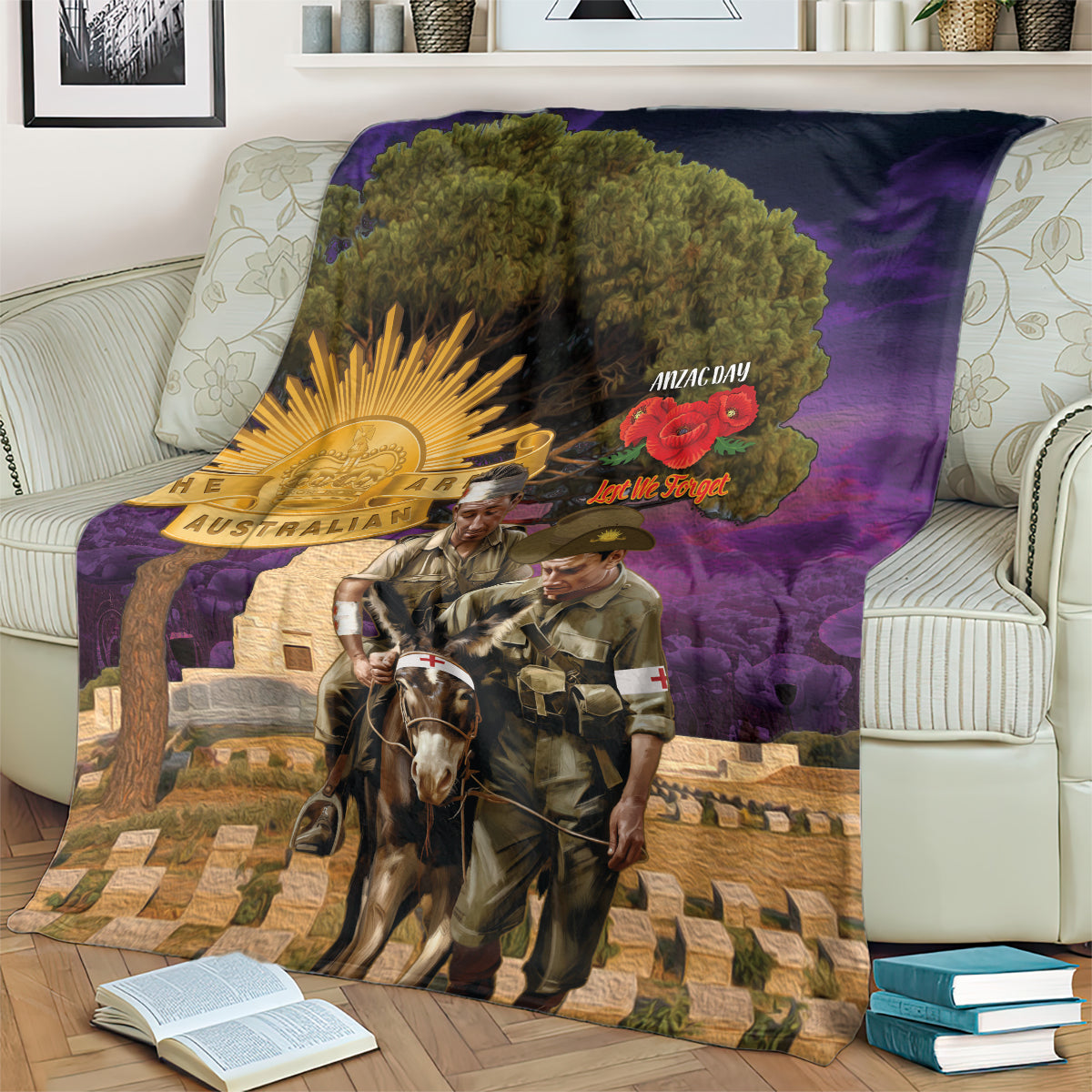 Australia ANZAC Day Blanket Lonesome Pine Australian Army With Donkey - Vibe Hoodie Shop