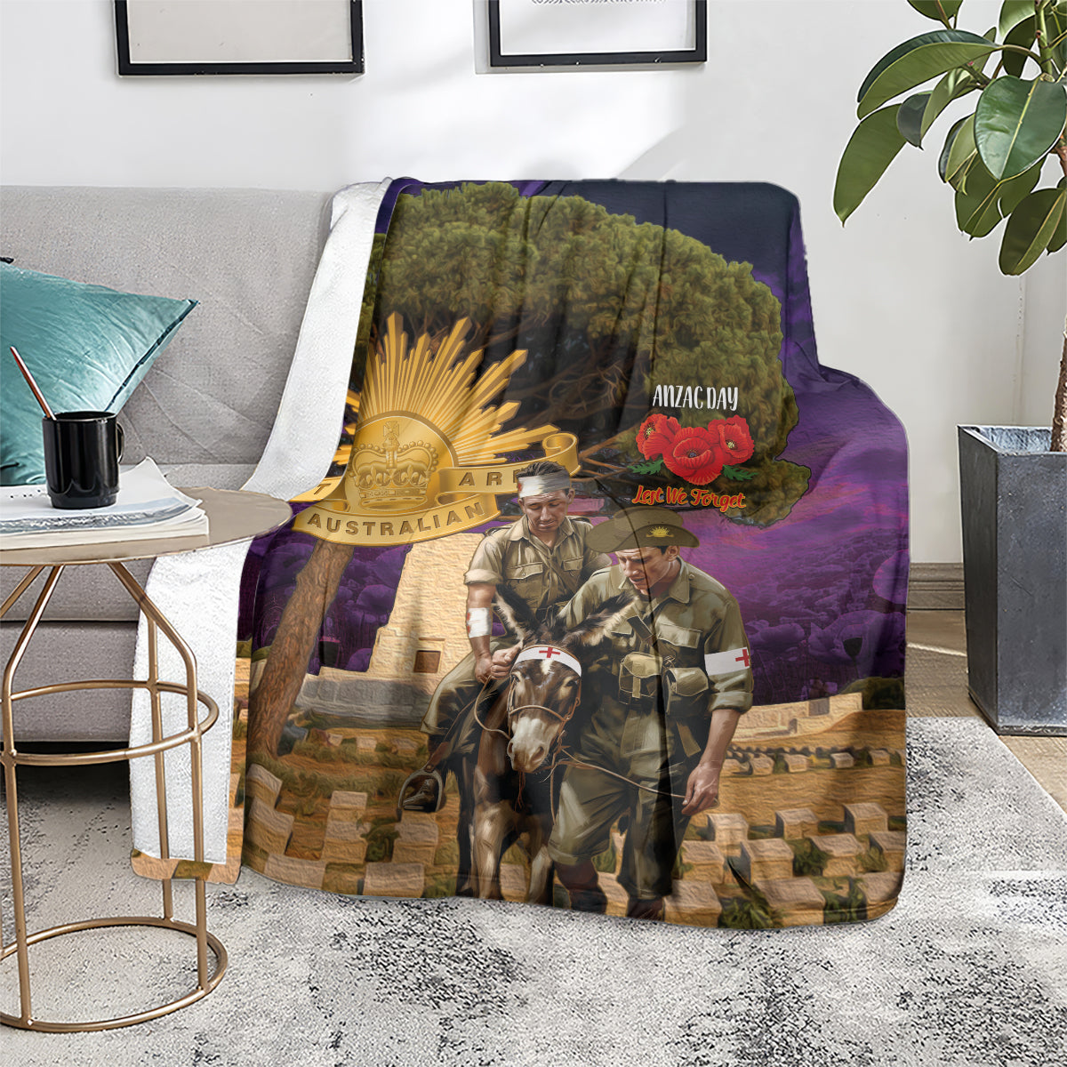 Australia ANZAC Day Blanket Lonesome Pine Australian Army With Donkey - Vibe Hoodie Shop