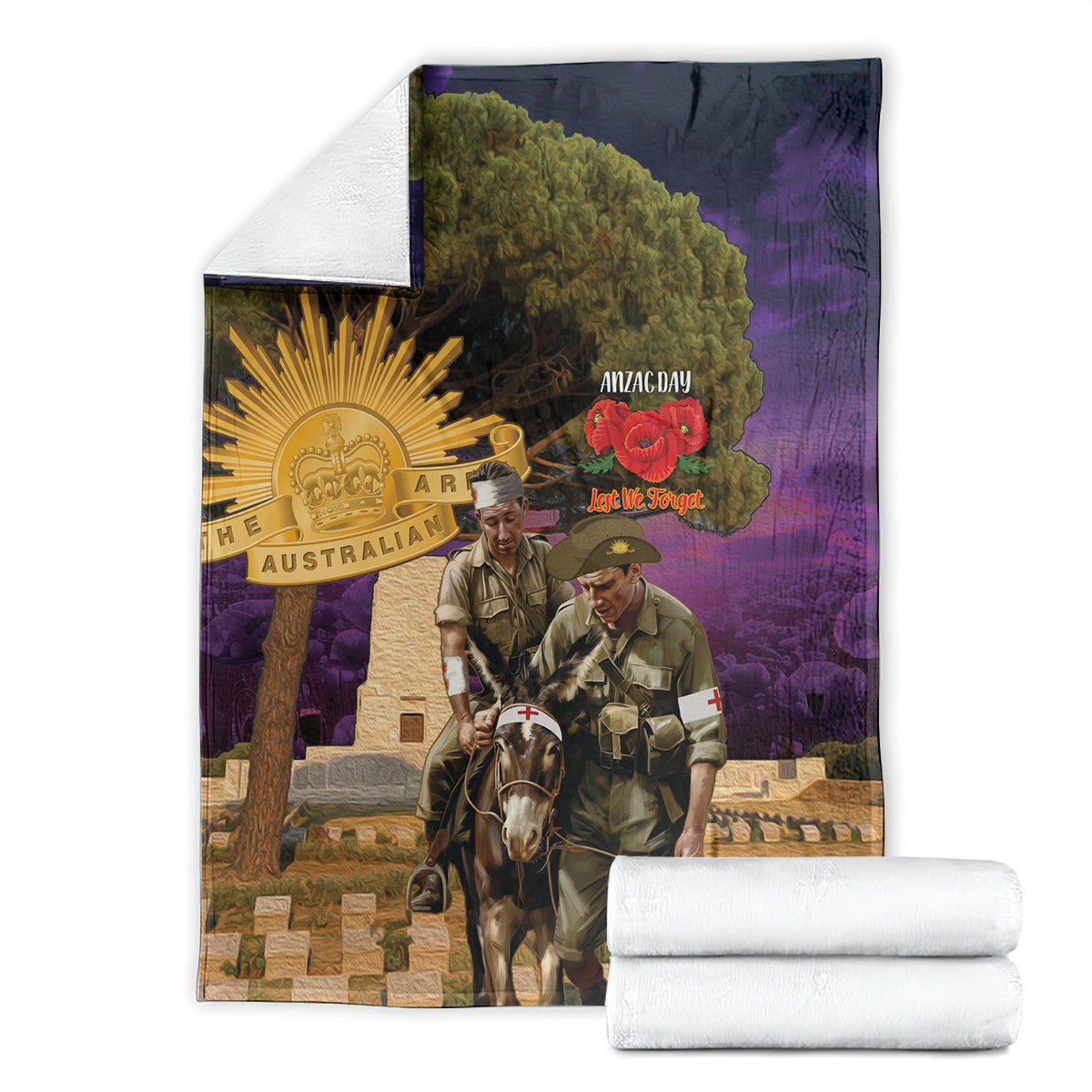 Australia ANZAC Day Blanket Lonesome Pine Australian Army With Donkey - Vibe Hoodie Shop