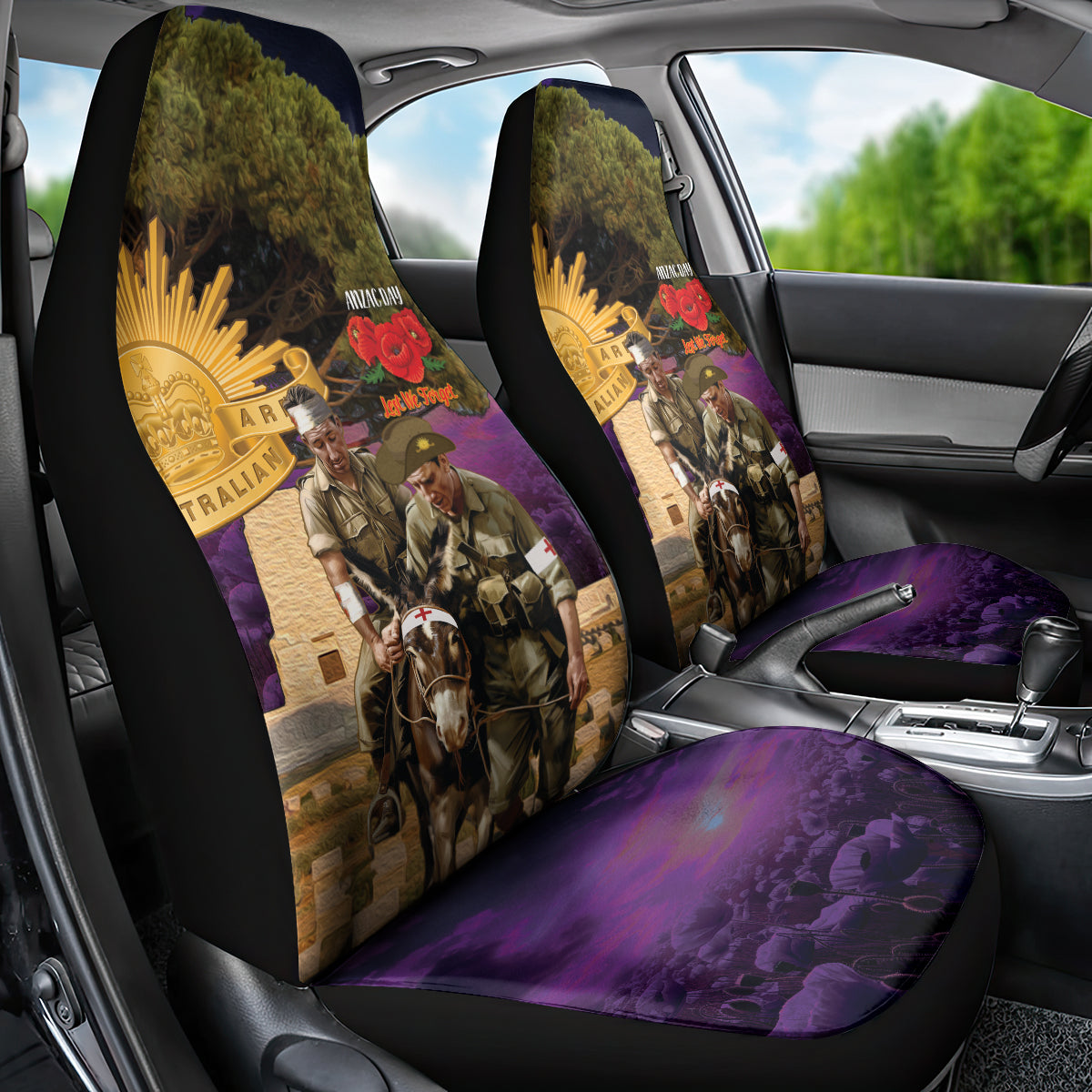 Australia ANZAC Day Car Seat Cover Lonesome Pine Australian Army With Donkey - Vibe Hoodie Shop