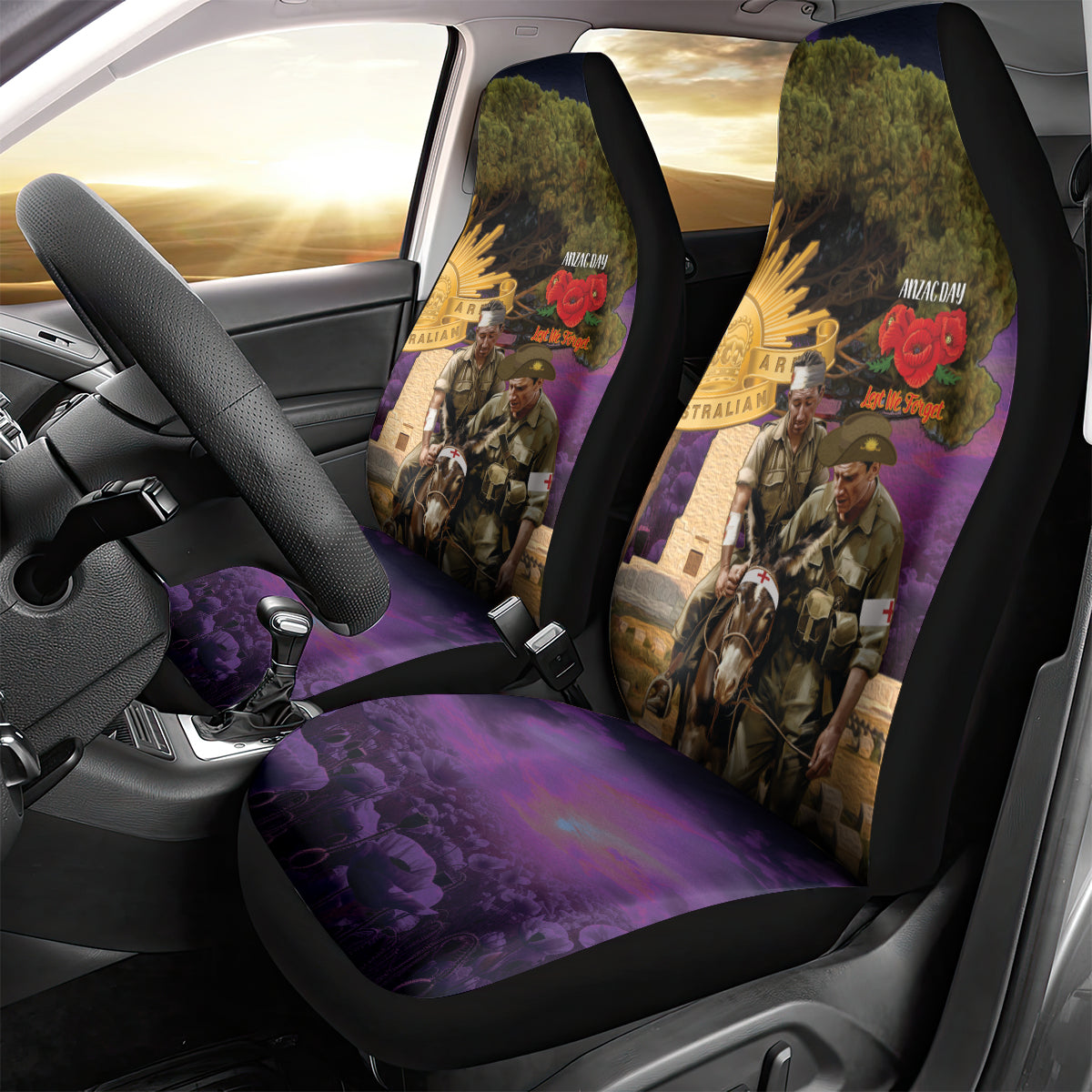Australia ANZAC Day Car Seat Cover Lonesome Pine Australian Army With Donkey - Vibe Hoodie Shop