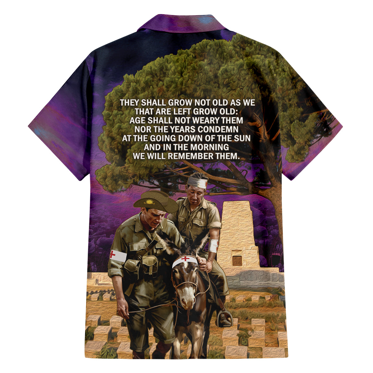 Australia ANZAC Day Family Matching Off Shoulder Short Dress and Hawaiian Shirt Lonesome Pine Australian Army With Donkey