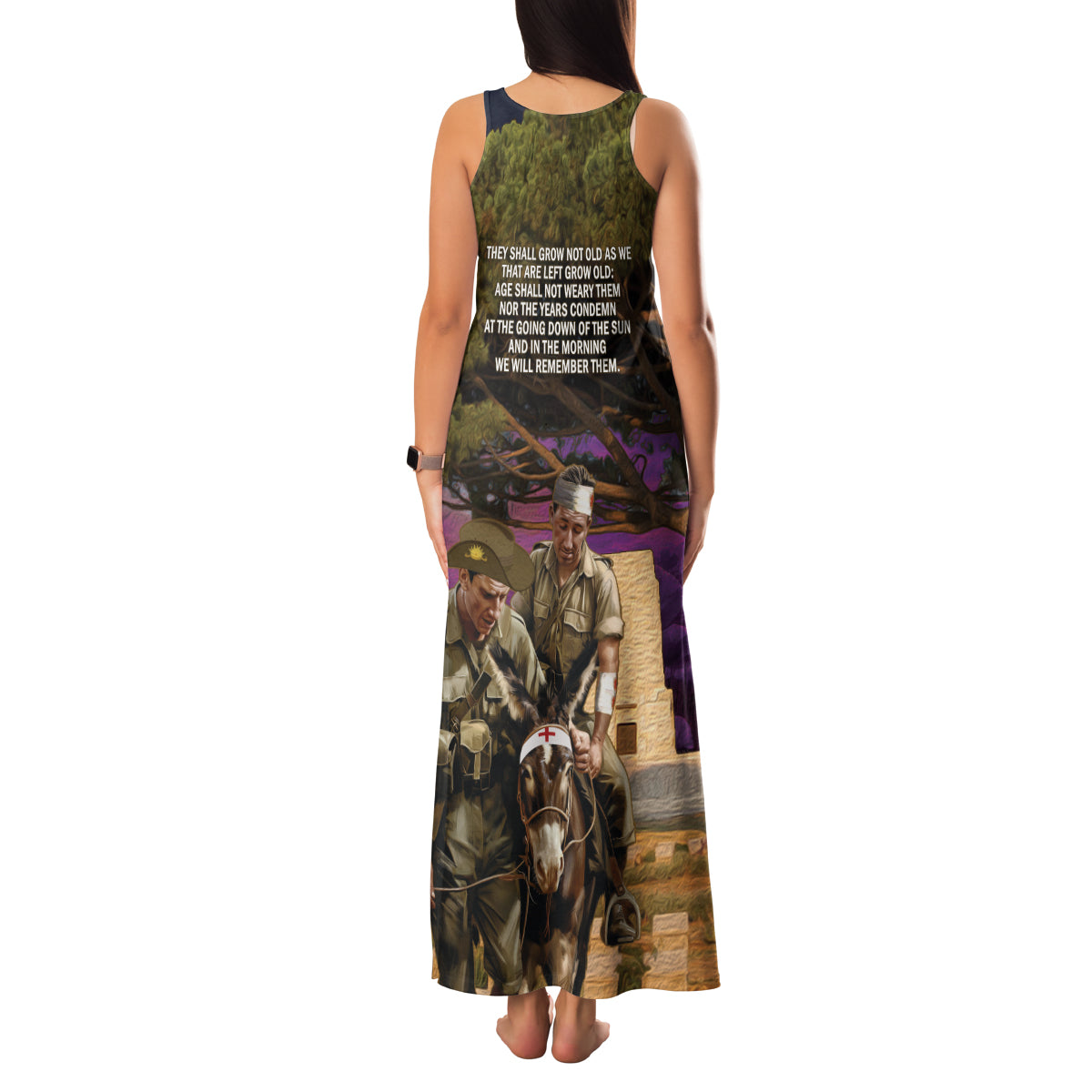 Australia ANZAC Day Family Matching Tank Maxi Dress and Hawaiian Shirt Lonesome Pine Australian Army With Donkey